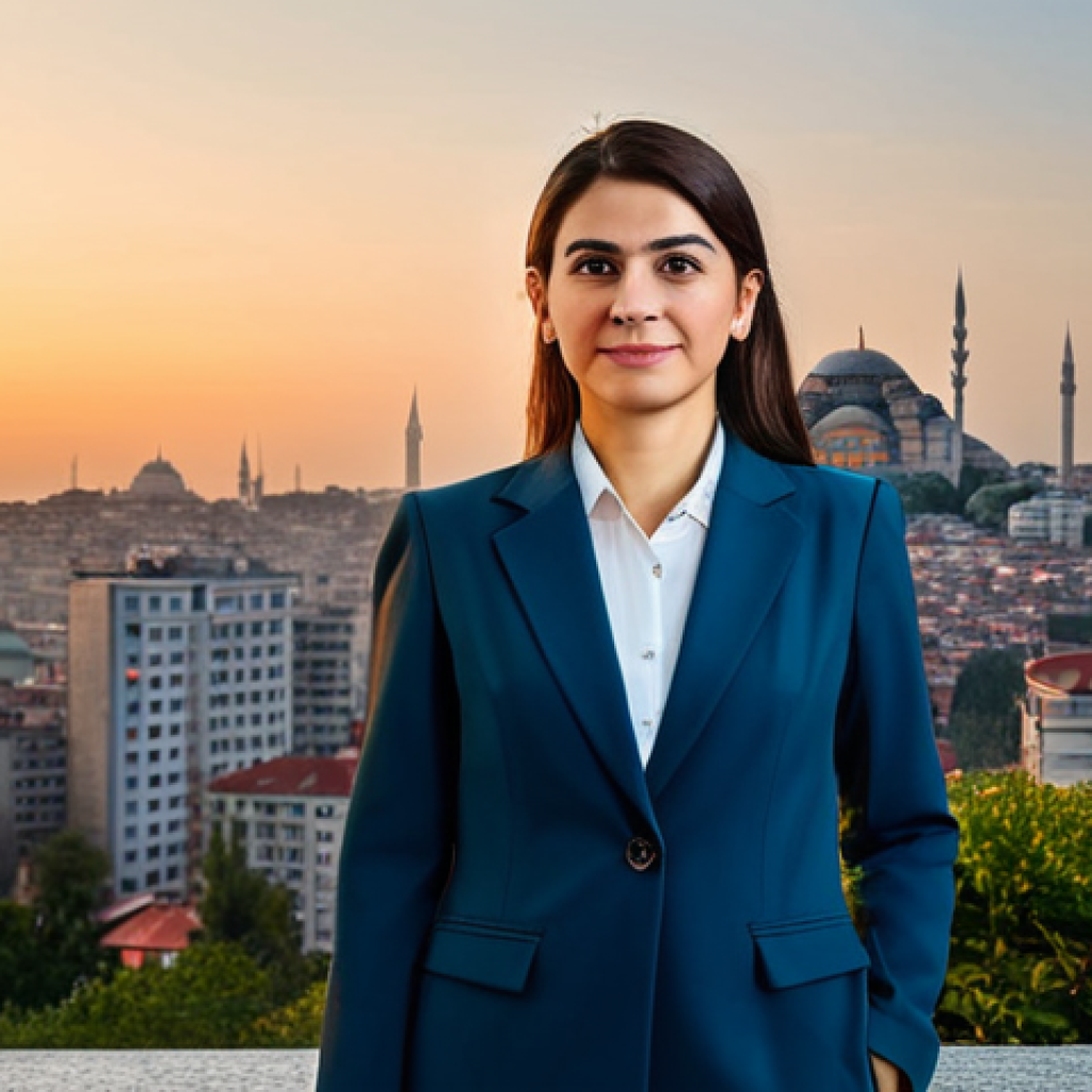 **
"A professional Turkish businesswoman, fully clothed in a modest business suit, standing in front of the Istanbul skyline at sunset, appropriate attire, safe for work, perfect anatomy, natural proportions, professional photography, high quality, family-friendly."
**
