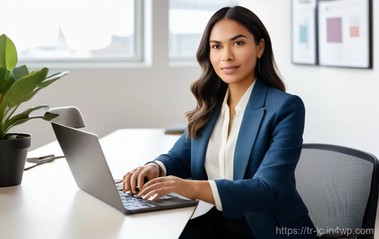 자기 대화 개선을 위한 전문가 인터뷰 - **Inner Coach and Career Empowerment**: A professional young woman in her late 20s or early 30s, dre...