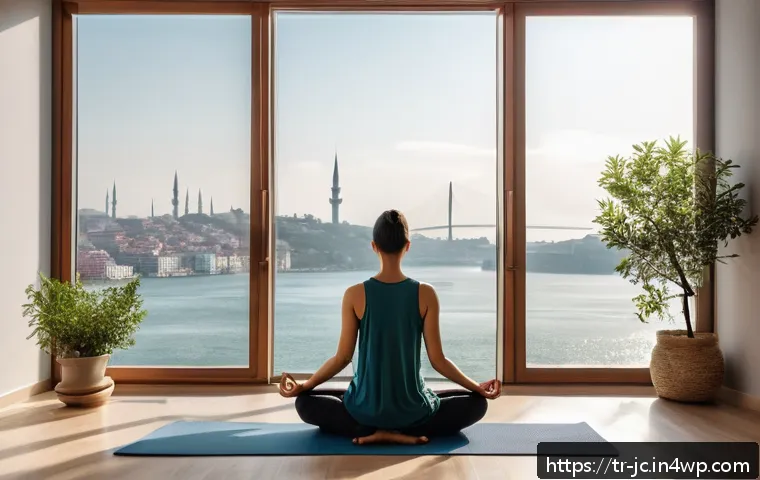 자기 대화 개선을 위한 동기 부여 방법 - A serene morning scene in a modern Turkish apartment featuring a young woman practicing meditation a...